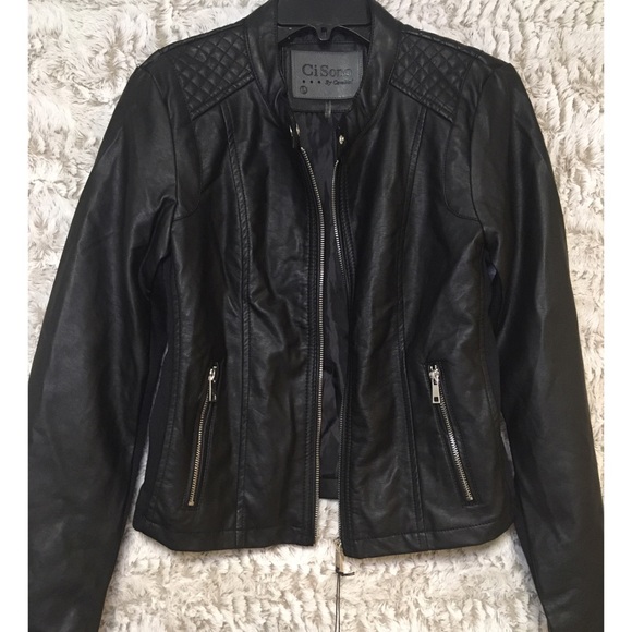 Ci Sono Jackets & Blazers - Ci Sono by Cavalini Black Vegan Leather Jacket L